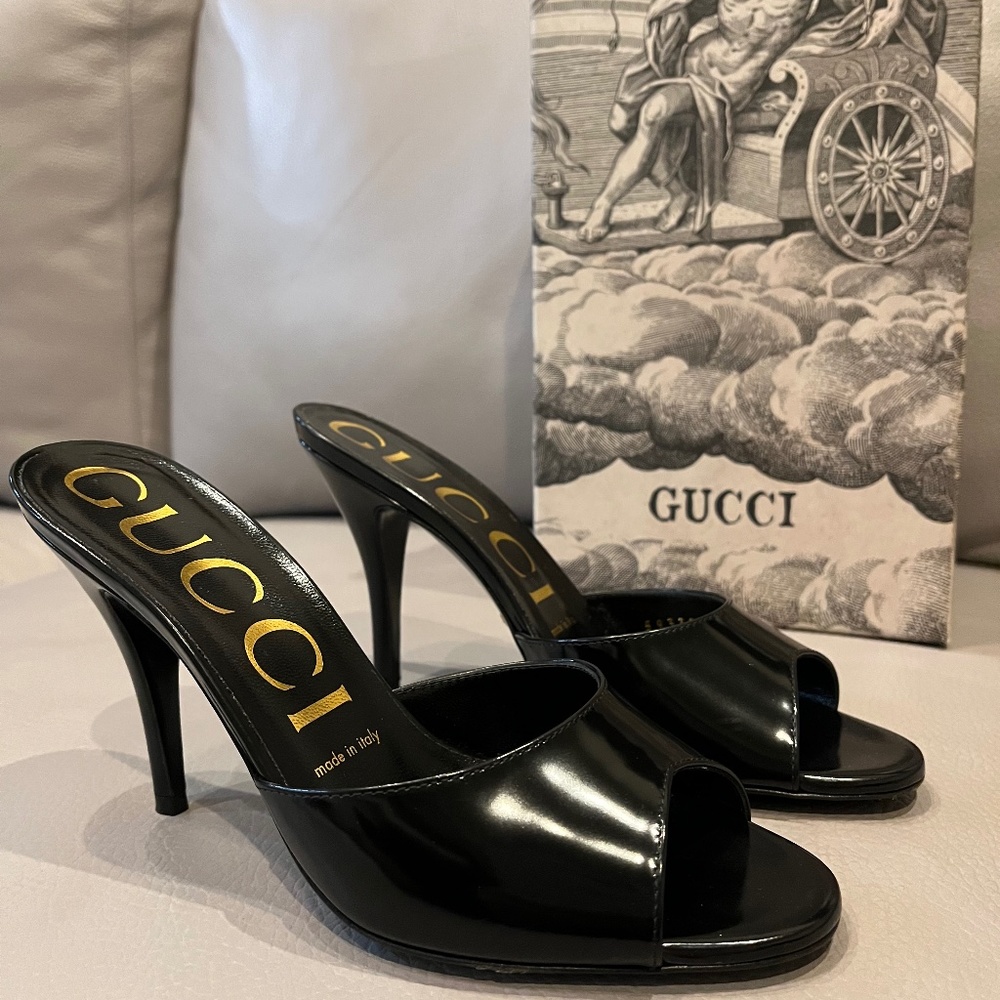 Gucci Patent Slip-on Mule Heels